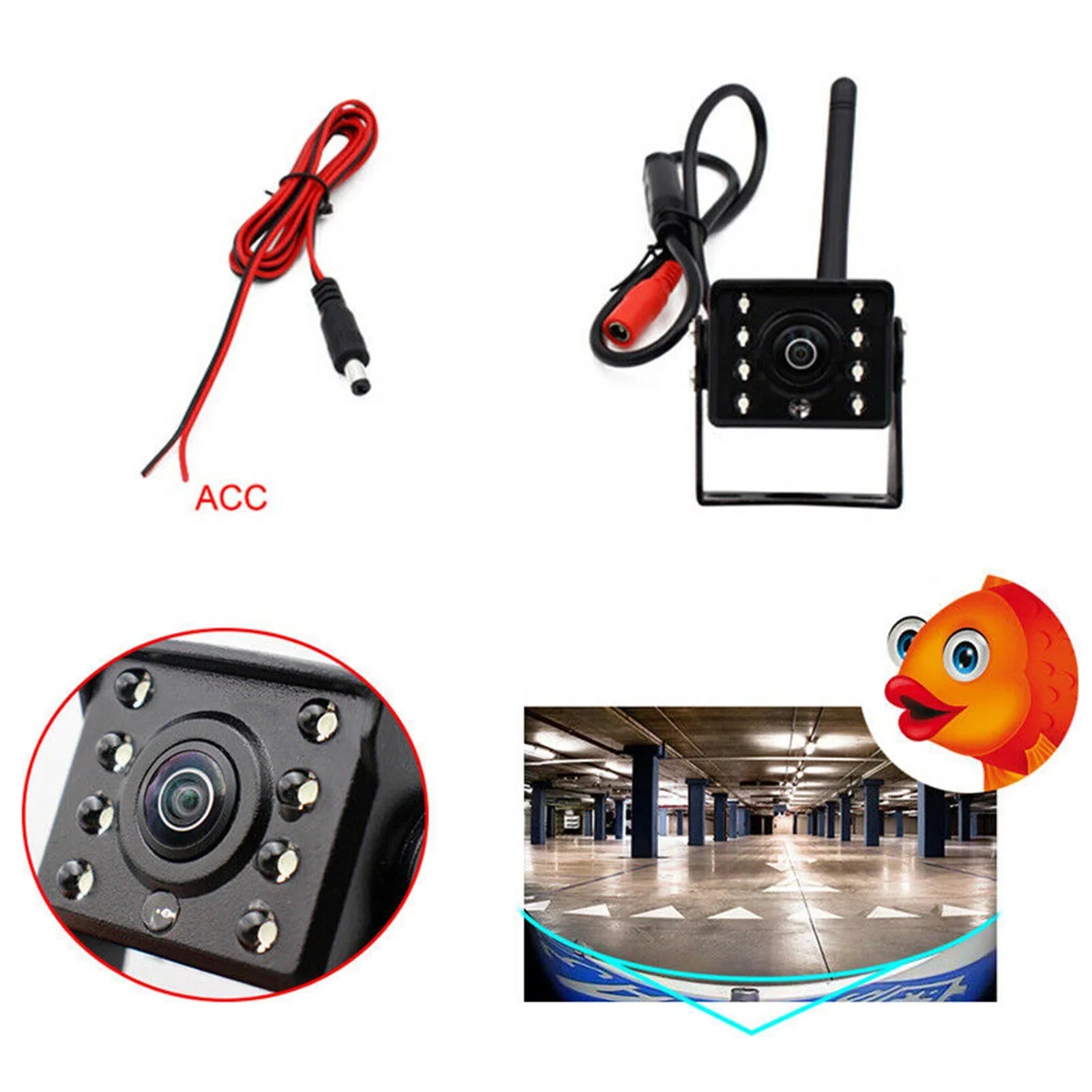Aumotop Wireless Reversing Monitor with Night Vision, LED Reverse Backup Camera for Trucks and Buses
