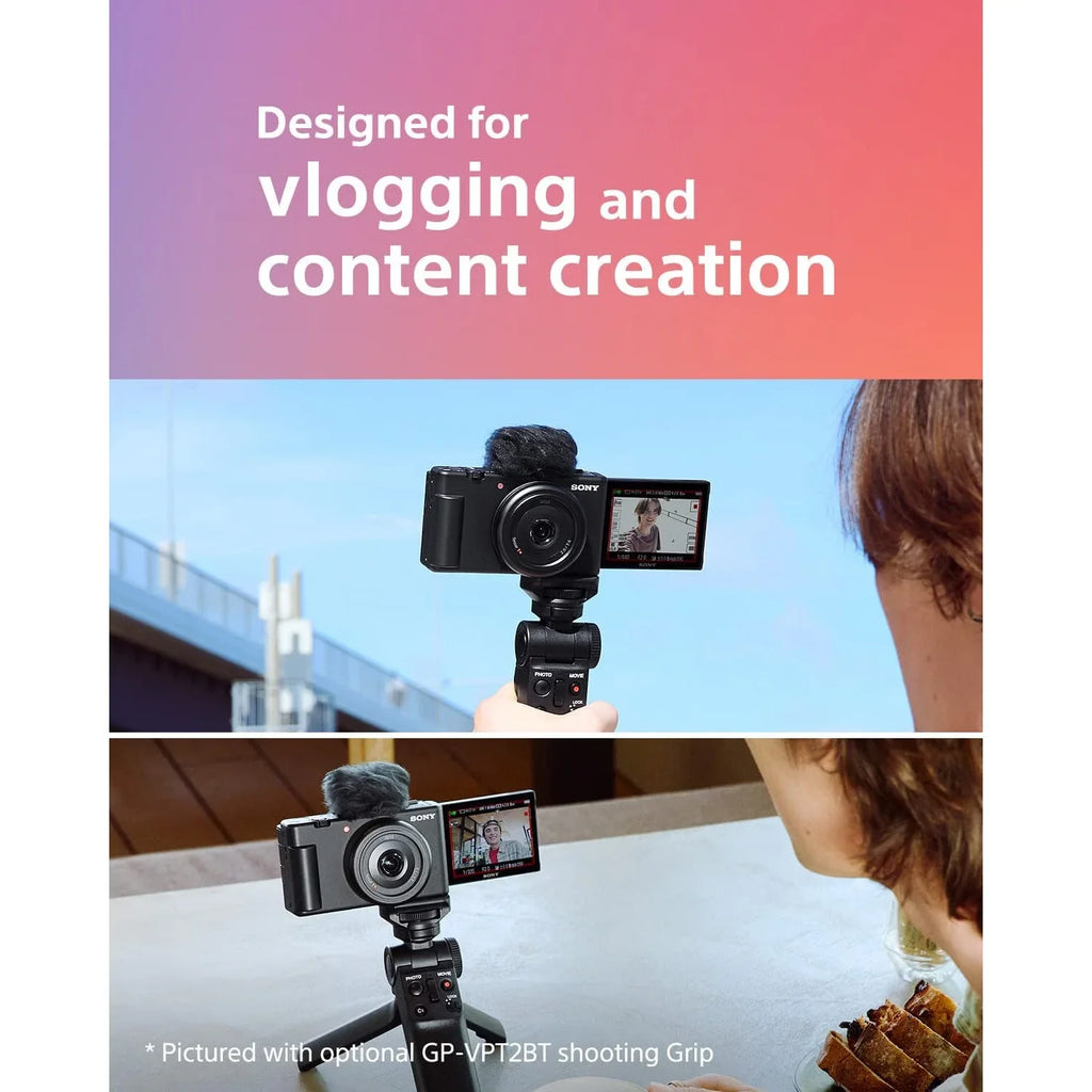 ZV-1F Vlog Camera with 4K Video & 20.1MP for Content Creators and Vloggers White ZV-1F/W Bundle