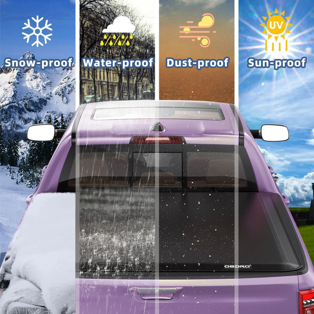 Ledkingdomus 5 Feet Soft Tri-fold Truck Bed Tonneau Cover for 2020-2023 Jeep Gladiator JT on Top
