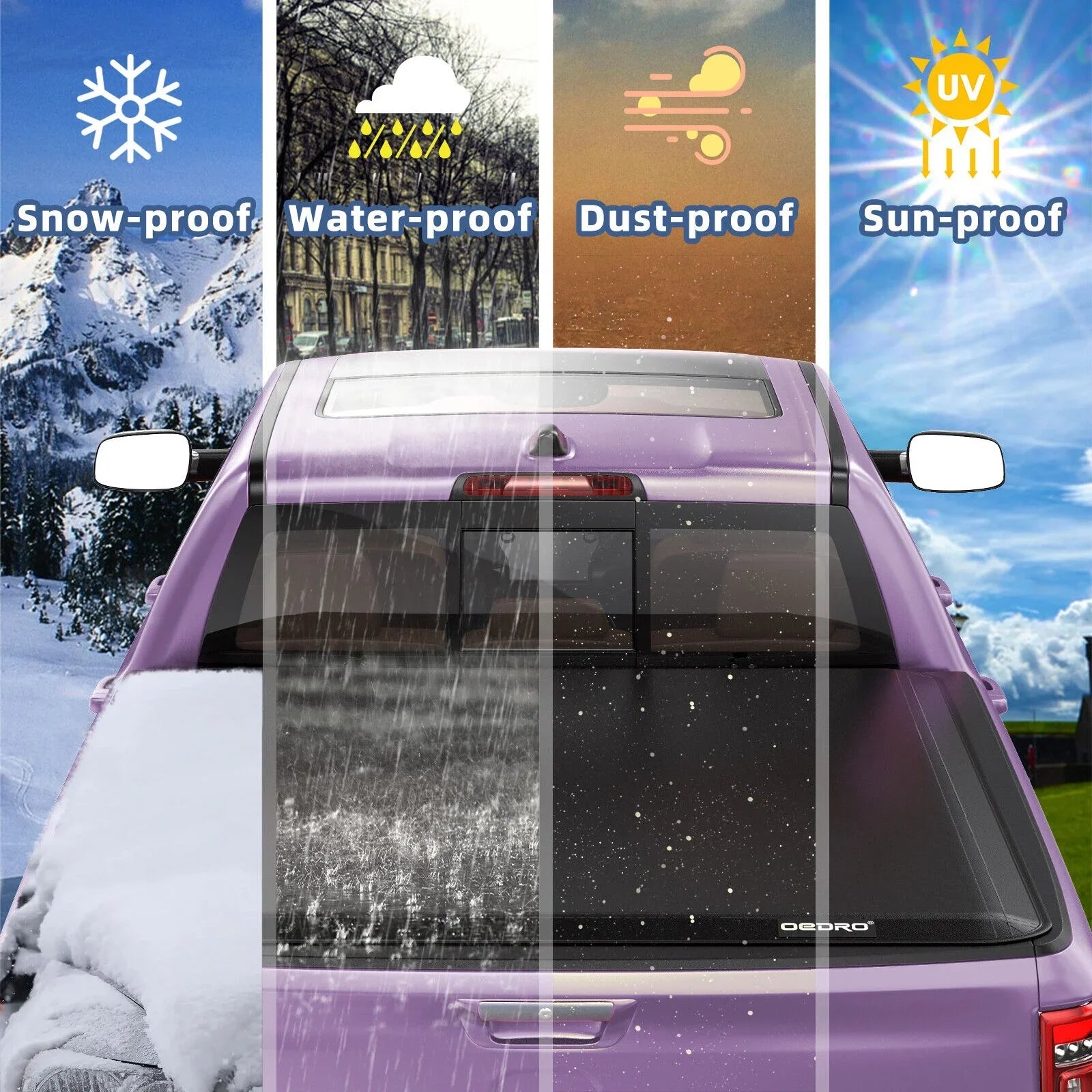 Ledkingdomus 5 Feet Soft Tri-fold Truck Bed Tonneau Cover for 2020-2023 Jeep Gladiator JT on Top