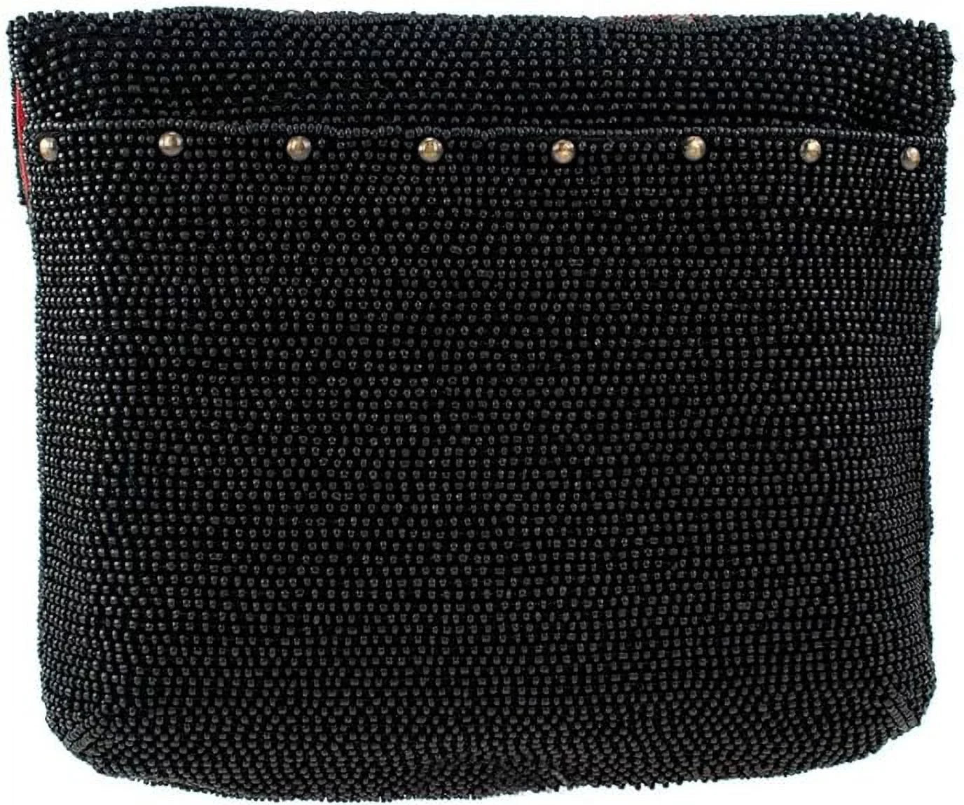 Mary Frances Big Heart Beaded Crossbody Clutch Handbag, Black