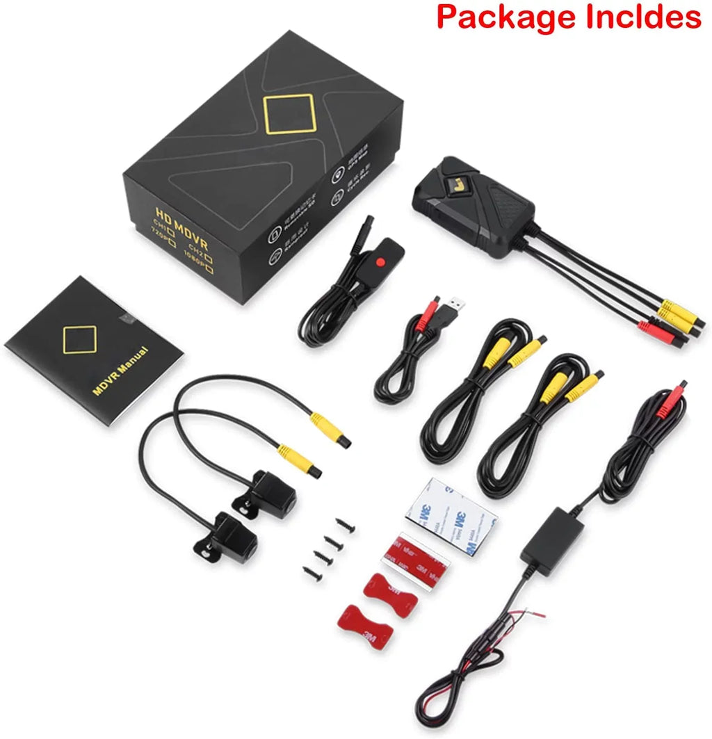 Motorcycle Dash Camera Front and Rear 1080P HD Fluid Lens 120° Wide Angle Fluid Recording Camera with Wi-Fi, GPS