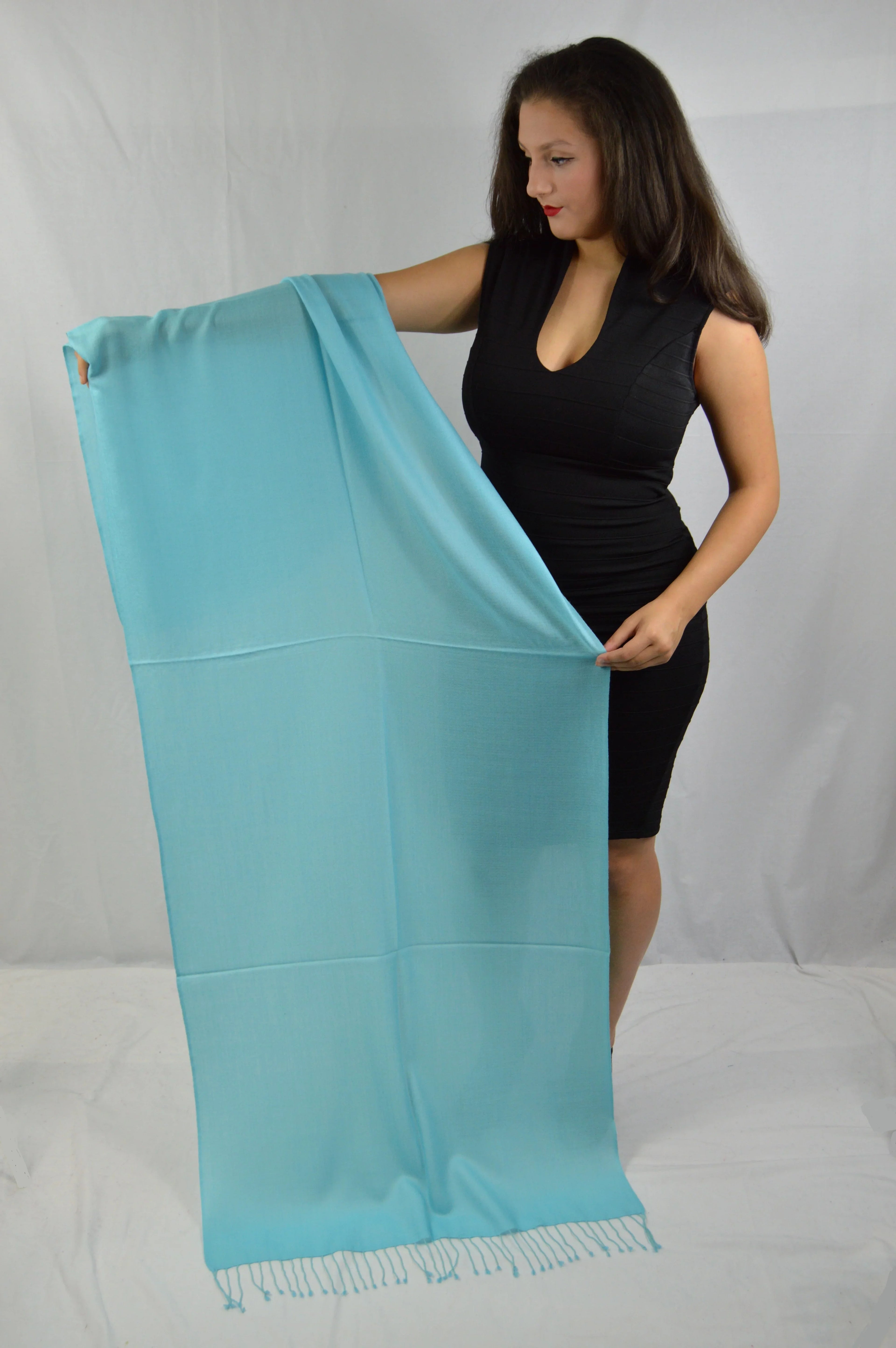 Fancy Shawl/Sheer Shawl/Summer Fluid Pashmina Shawl/Light weight Shawl/Evening Shawl/Pashmina Shawl/Scarf/Scarves (Tiffany Blue Regular Shawl)