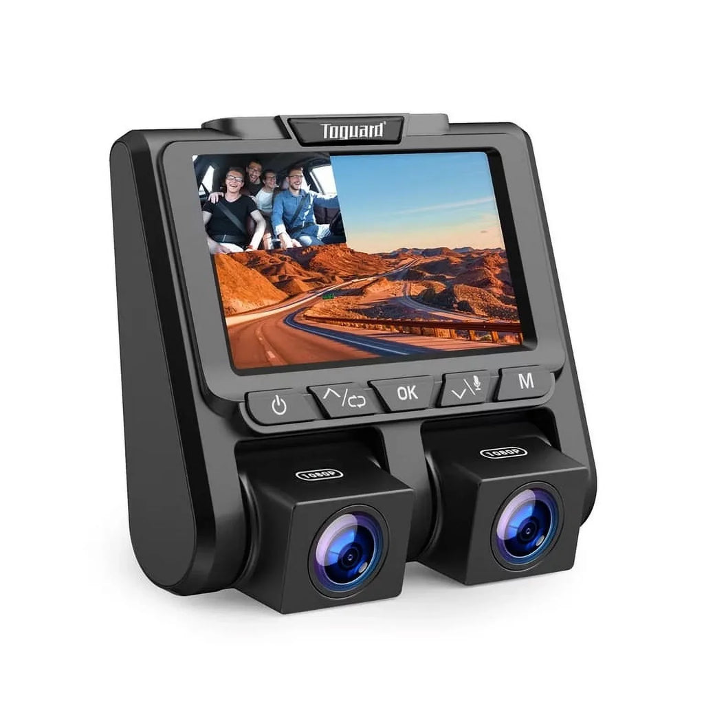 TOGUARD Dual Dash Cam Front and Inside 1080P Dash Camera 3" LCD Monitor Car Camera with IR Night Vision Parking Monitor, G-Sensor, Loop Recording