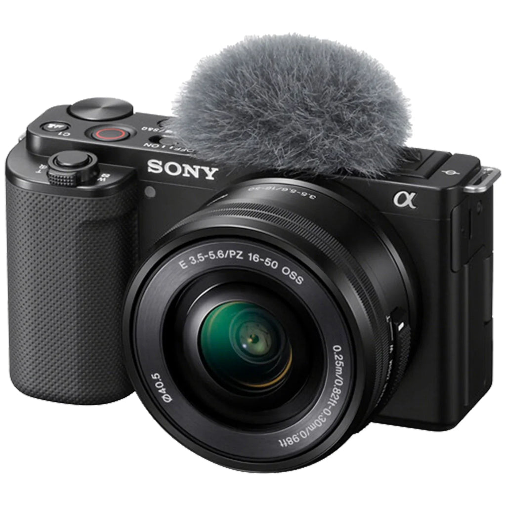 Alpha ZV-E10 Mirrorless Vlog Camera With 16-50mm Lens + 128GB Memory Card + Tripod + Case + ZeeTech Accessory Bundle (Black)