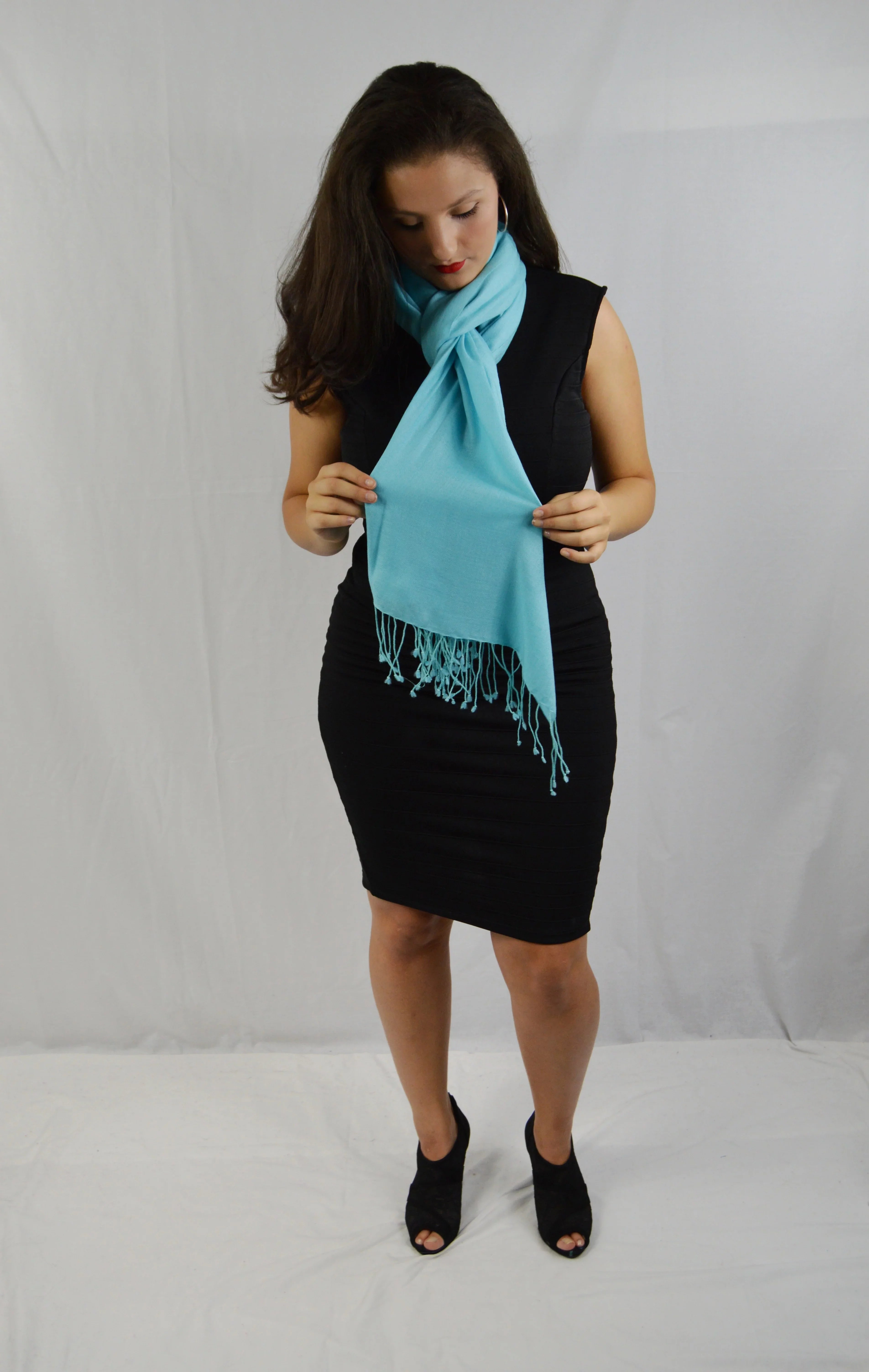 Fancy Shawl/Sheer Shawl/Summer Fluid Pashmina Shawl/Light weight Shawl/Evening Shawl/Pashmina Shawl/Scarf/Scarves (Tiffany Blue Regular Shawl)