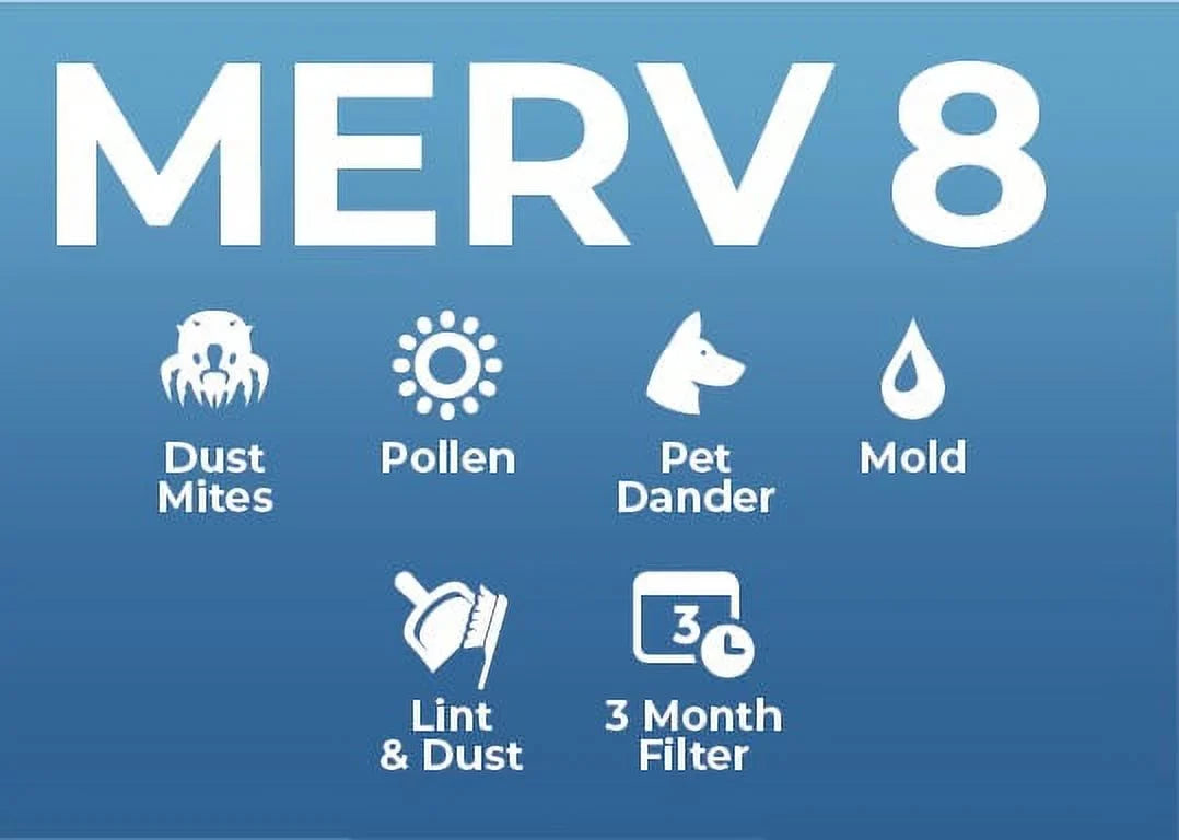 16x25x2 MERV 8 ( MPR 600, FPR 5-6 ) 2" Air Filters for AC & Furnace. 6 Pack. Exact Size: 15-1/2 x 24-1/2 x 1-3/4