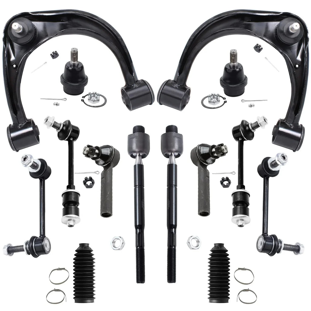 Detroit Axle - 14pc Suspension Kit for 2003-2009 Toyota 4Runner, 2007-2009 FJ Cruiser, 2 Upper Control Arms w/Ball Joints, 2 Lower Ball Joints, 4 Tie Rods, 4 Sway Bars, 2 Boots, Replacement