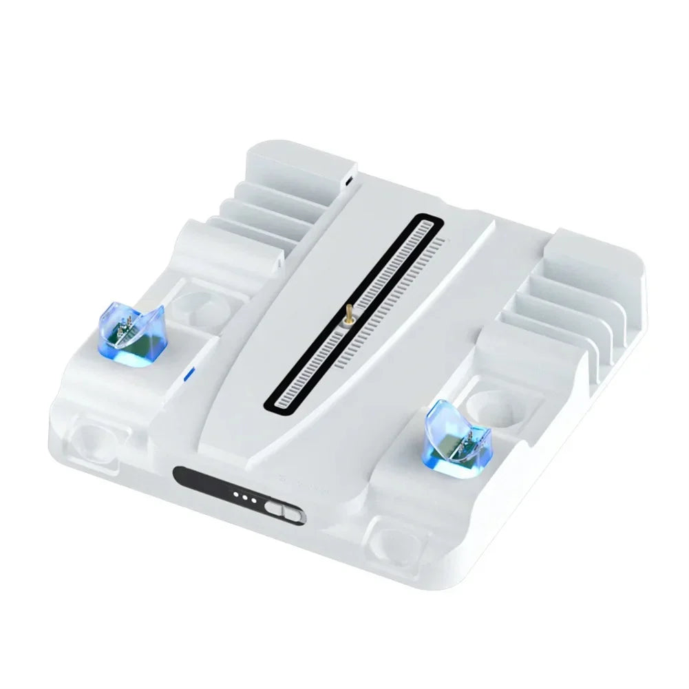 Stand Cooling Station for PS5 Slim Game Console with Dual Controller Charging Station Game Slots Game Console Accessories-White