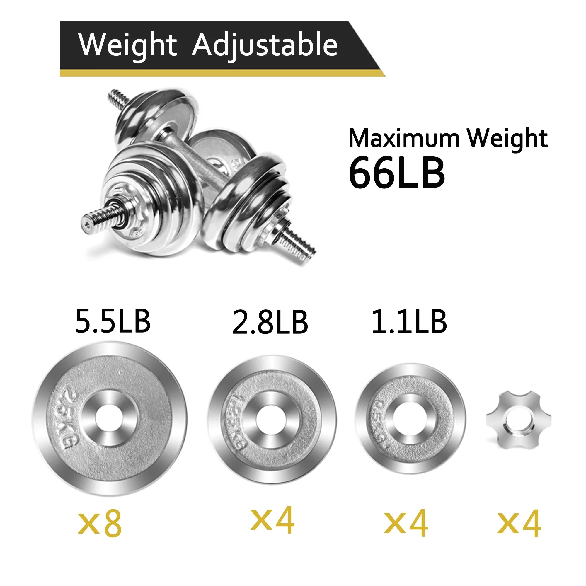 30KG Adjustable Dumbbell Bar Set Weights for Weight Lifting Fitness Training Bodybuilding