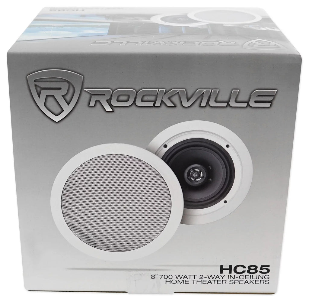 Rockville 4-Room Home Ceiling Speaker System w/ (8) 8" Speakers+4-Zone Receiver