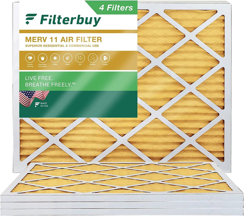 Filterbuy 25x32x1 MERV 11 Pleated HVAC AC Furnace Air Filters (4-Pack)