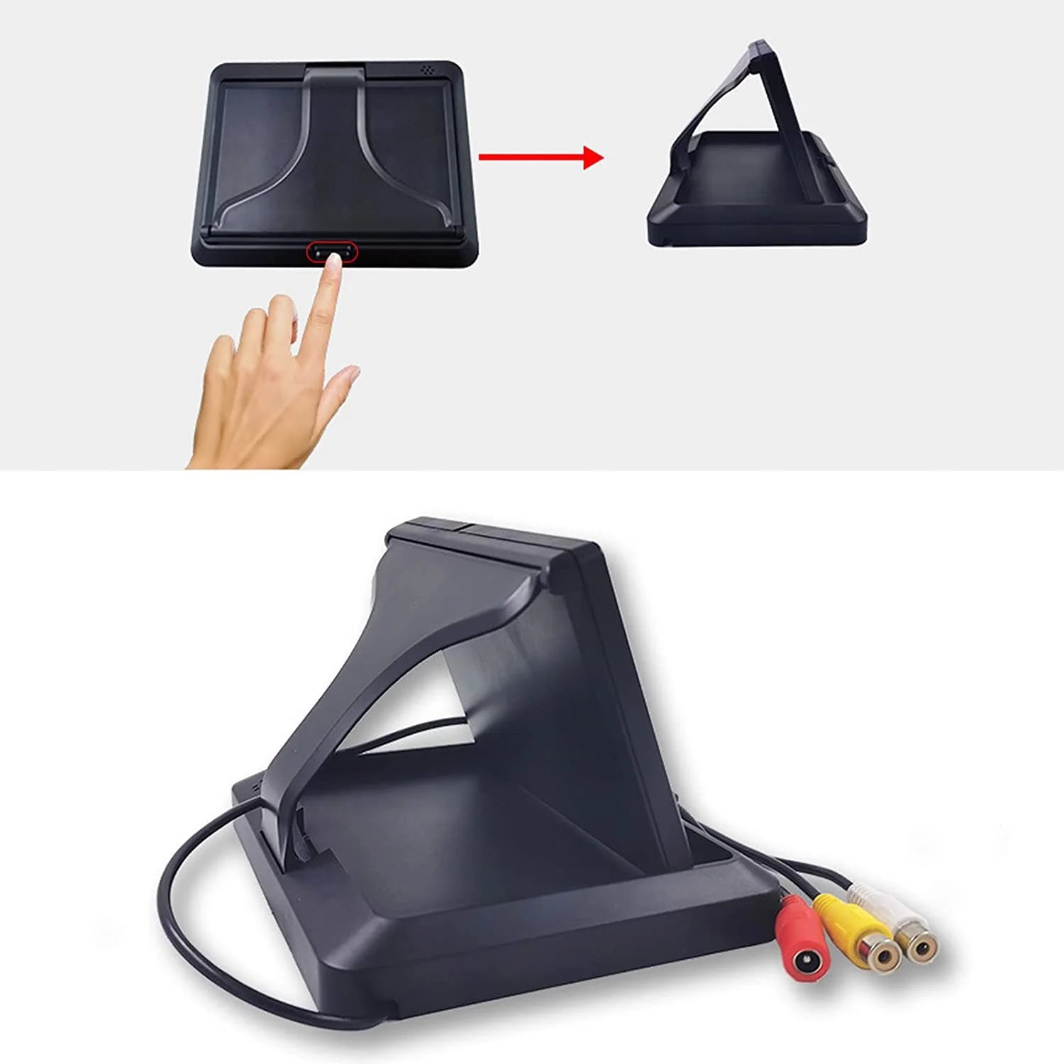 5 inch Foldable TFT LCD Backup Camera Monitor only Rear View Reverse Display Monitor V1/V2 Two Video Input, 12V/24V