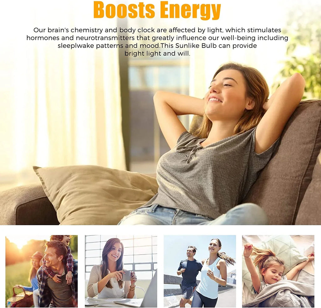 YANSUN Full Spectrum Light Bulb, 8W BR30 Premium Bulb 65W Equivalent Bright Happy LED Bulb Boosts Energy Mood & Functionality Supports Circadian Rhythm Comfortable Daylight 5000K Dimmable, 6 Pack