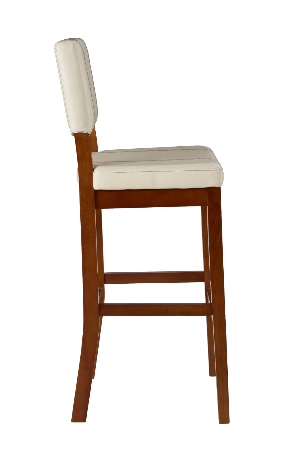 Linon Mulberry Padded Bar Stool, 30" Seat Height, Medium Dark Walnut Finish with Cream PVC Fabric