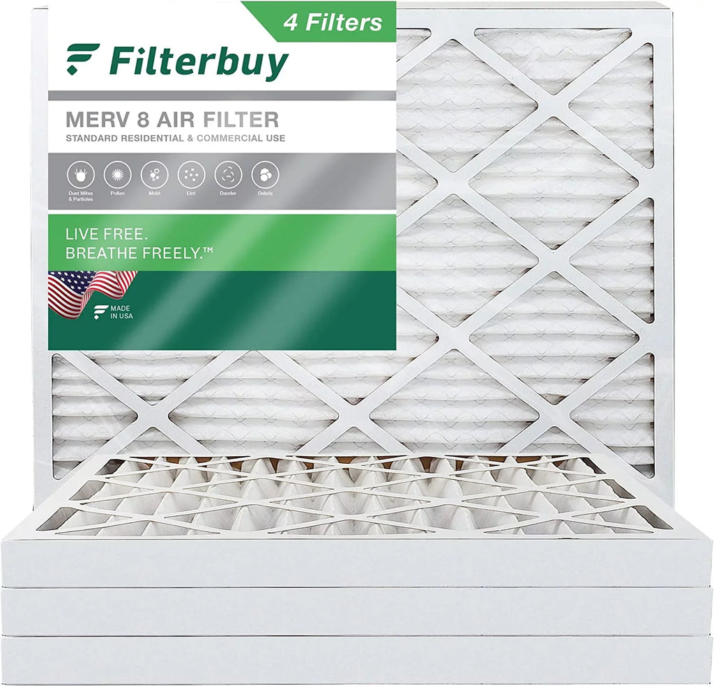 Filterbuy 15x20x2 MERV 8 Pleated HVAC AC Furnace Air Filters (4-Pack)