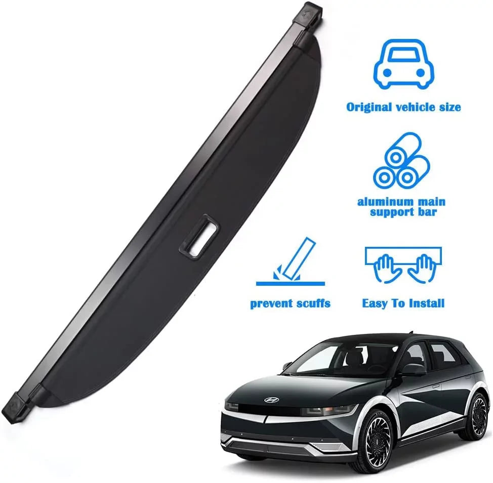 Fit Hyundai Ioniq 5 2022 2023 2024 Cargo Cover For Hyundai Ioniq 5 2022-2024 5-Seat SUV Accessory Retractable Black Rear Trunk Privacy Shade Shield Cover
