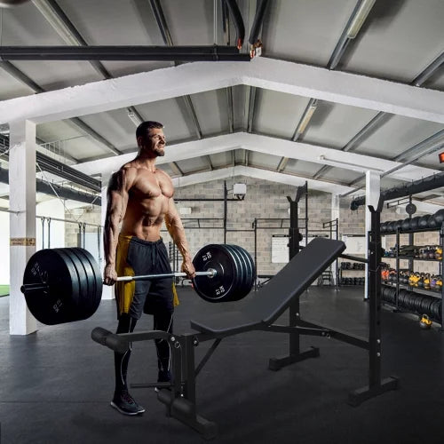 Exercise Weight Bench, Fitness Bench Press Set with Squat Rack and Bench for Home Gym Full-Body Workout Training