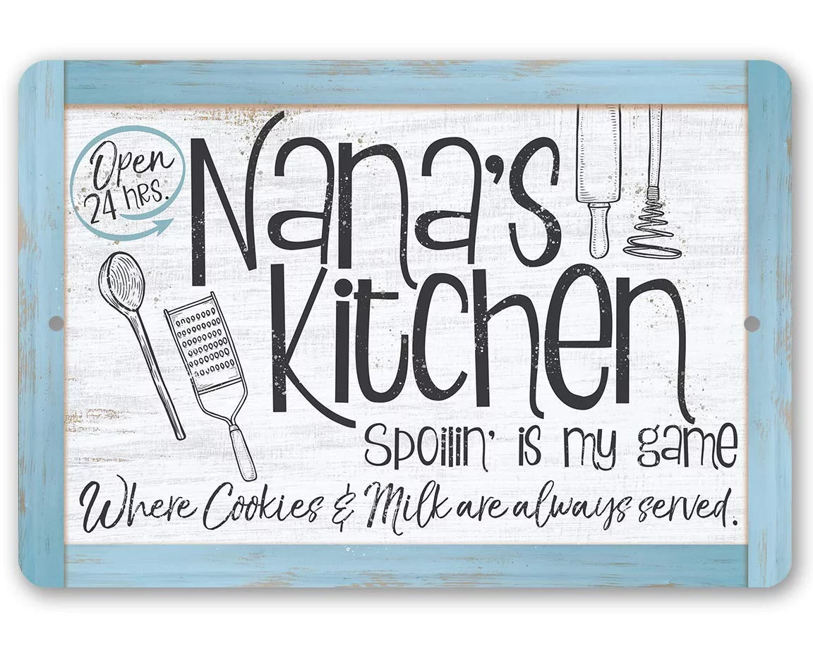 Metal Sign - Nana's Kitchen - Tough Metal Sign - Use Indoor/Outdoor - Makes a Great Kitchen Decor and Housewarming Gift Under $25 (12" x 18")