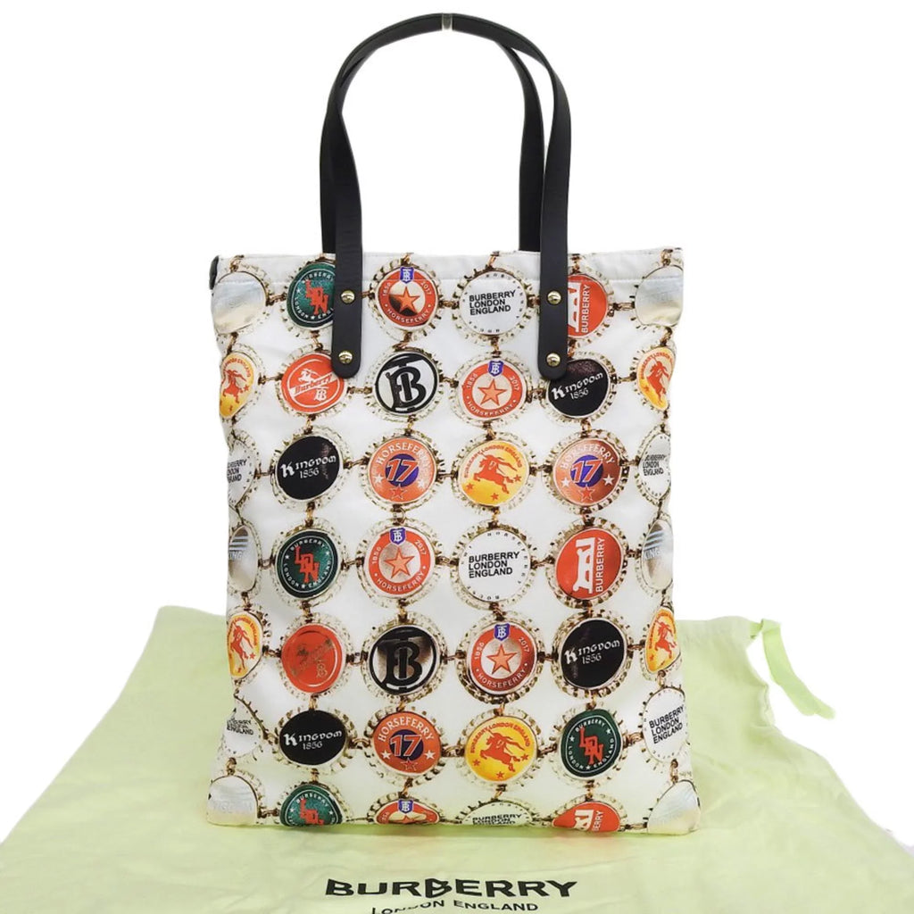 Pre-Owned Burberry BURBERRY bottle cap pattern tote bag handbag nylon multicolor 8022365 (Like New)