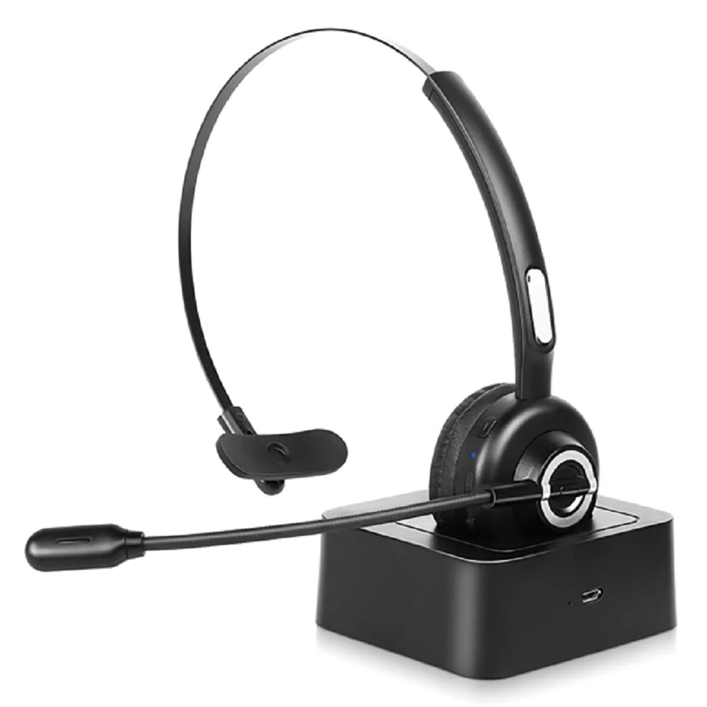 Comfortable Bluetooth Headset, UX-M97 Wireless Headset with Microphone, Wireless Cell Phone Headset with Noise Isolation Mic Charging Base Mute Function for 20 lite With Charging Dock