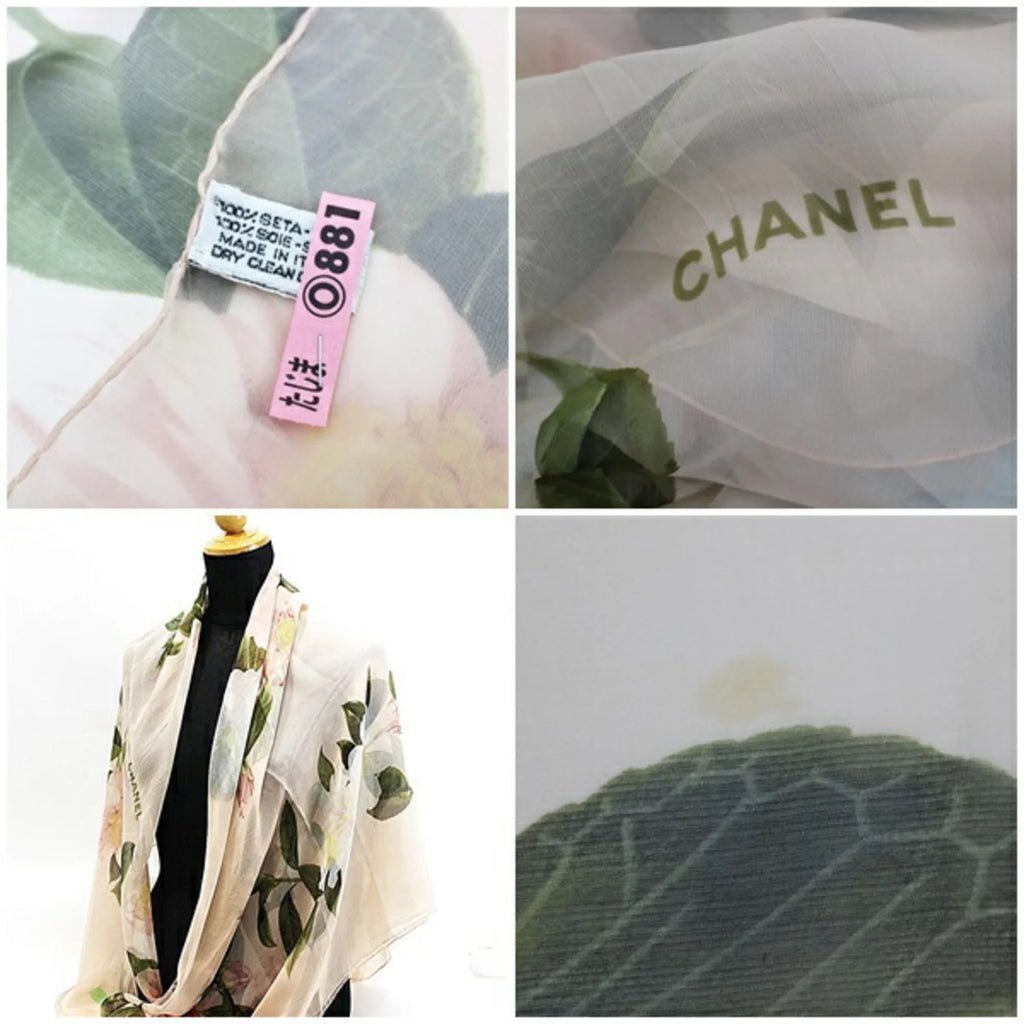 Pre-Owned Chanel Silk Scarf Muffler Stole Large Size Pink Chiffon CHANEL | Ladies (Good)