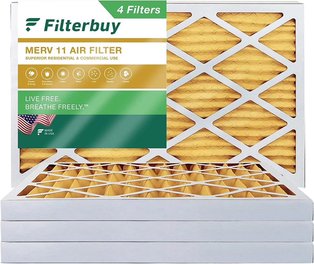 Filterbuy 16x25x2 MERV 11 Pleated HVAC AC Furnace Air Filters (4-Pack)