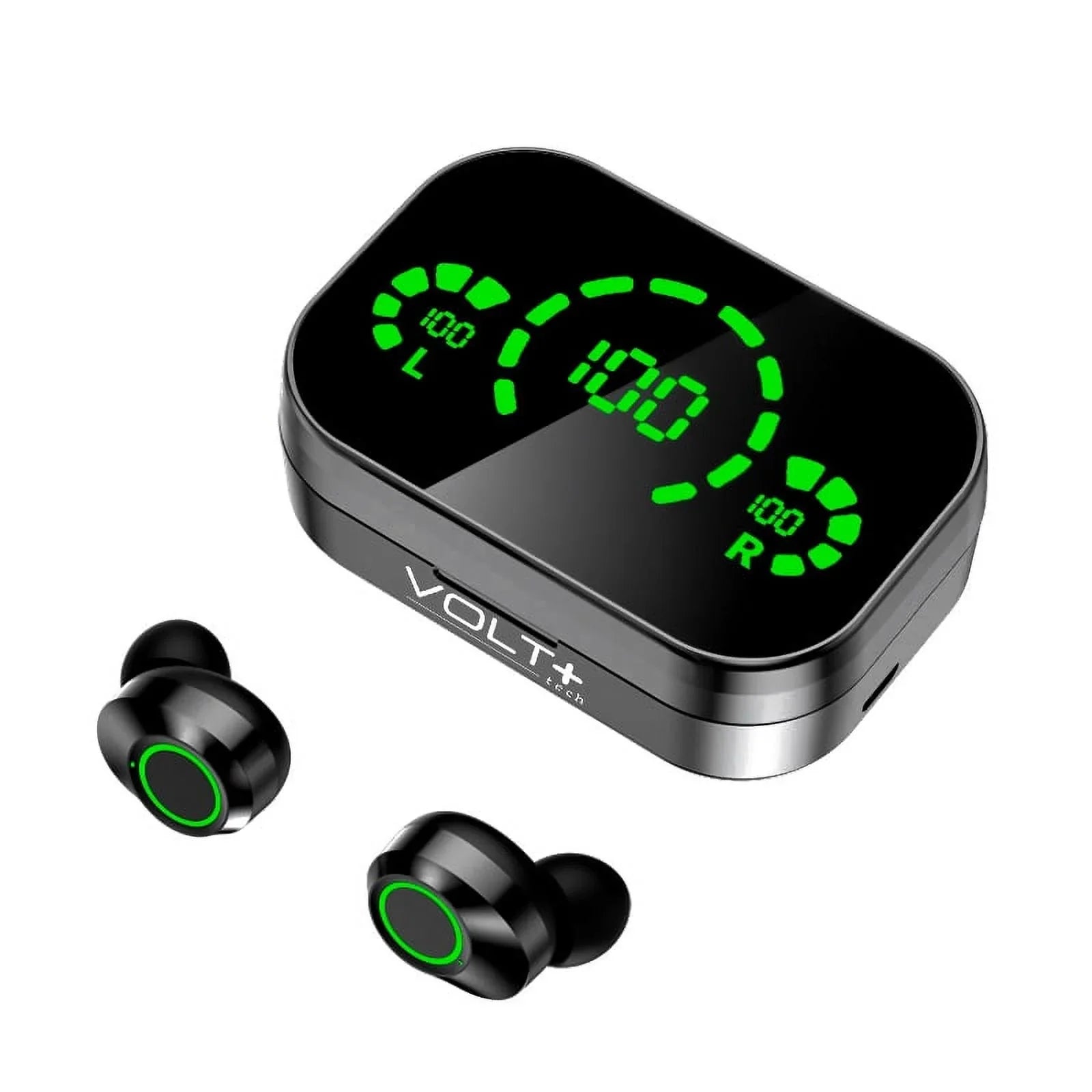 Wireless V5.3 LED Pro Earbuds Compatible with your Galaxy S22+/ 5G/Plus/Ultra IPX3 BlueTooth Liquid & Sweatproof /Noise Reduction & Quad Mic(Black)