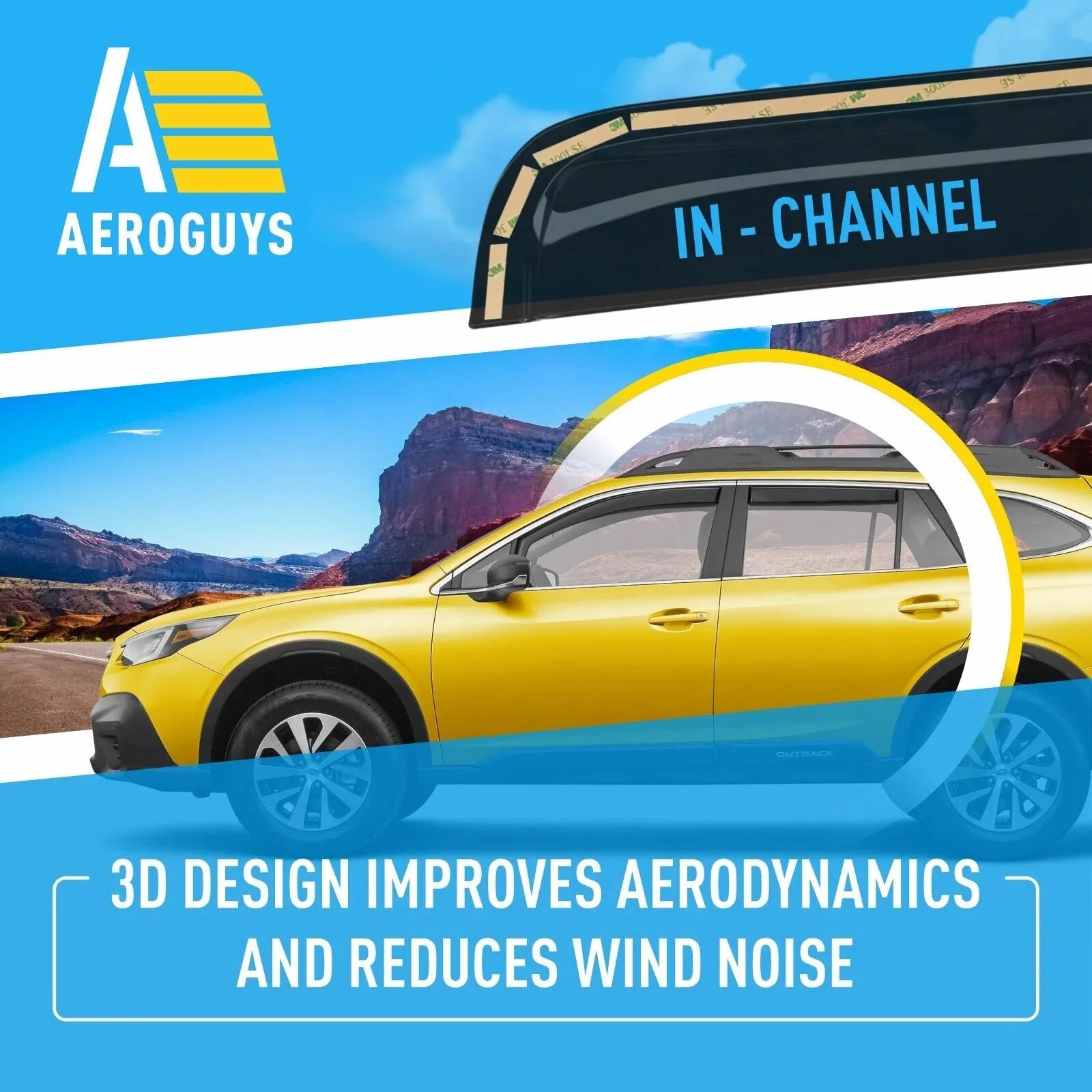 AEROGUYS In-Channel Window Deflectors Extra Tough Window Visors Rain Guards Fit for Subaru Outback 2020-2024, Sun Visors, Wind Deflectors, Vent Visors, Car Accessories - 4pcs. AG0268