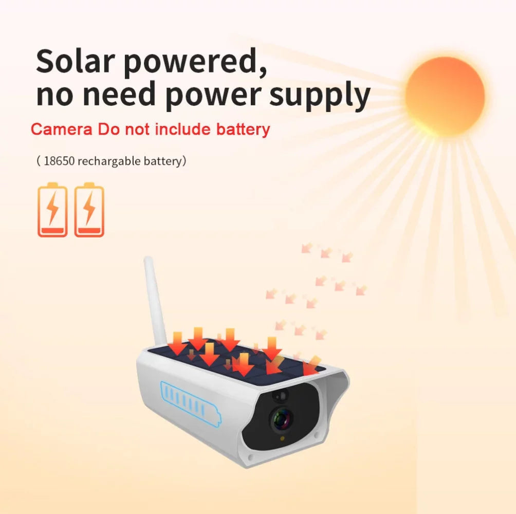 1080P Solar Powered Security Energy Camera, Wireless WiFi Outdoor IP Cameras, Rechargeable Battery Powered, Motion Detection, Liquid Video Surveillance Camera