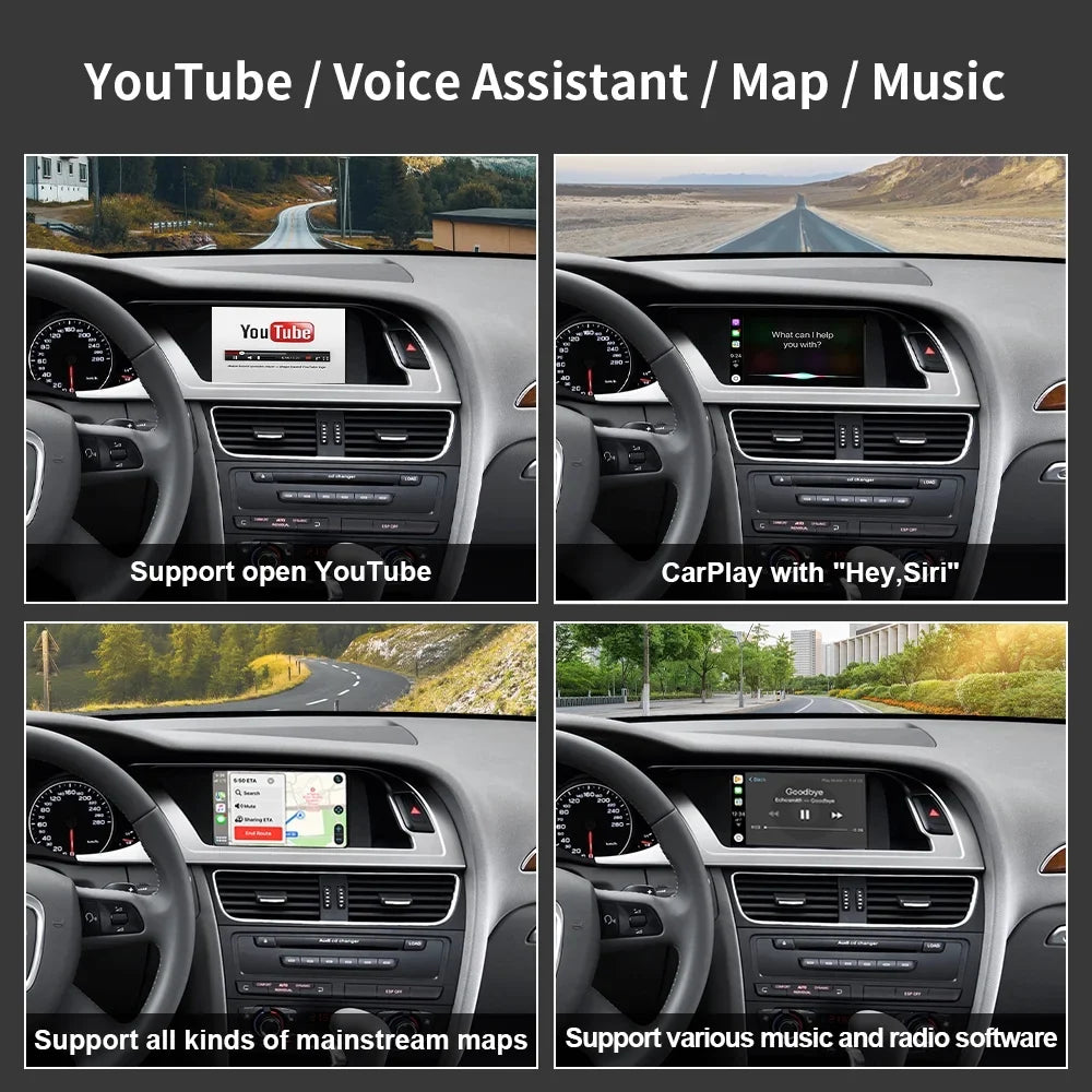 Ninetom Wireless Android Auto Carplay for Audi A4 A5 S4 S5 RS4 RS5 Q5 2008-2015 Support 3GMMI System,Carplay Retrofit Kit,Mirrorlink,Siri,Navigation,YouTube,Original Control,Camera