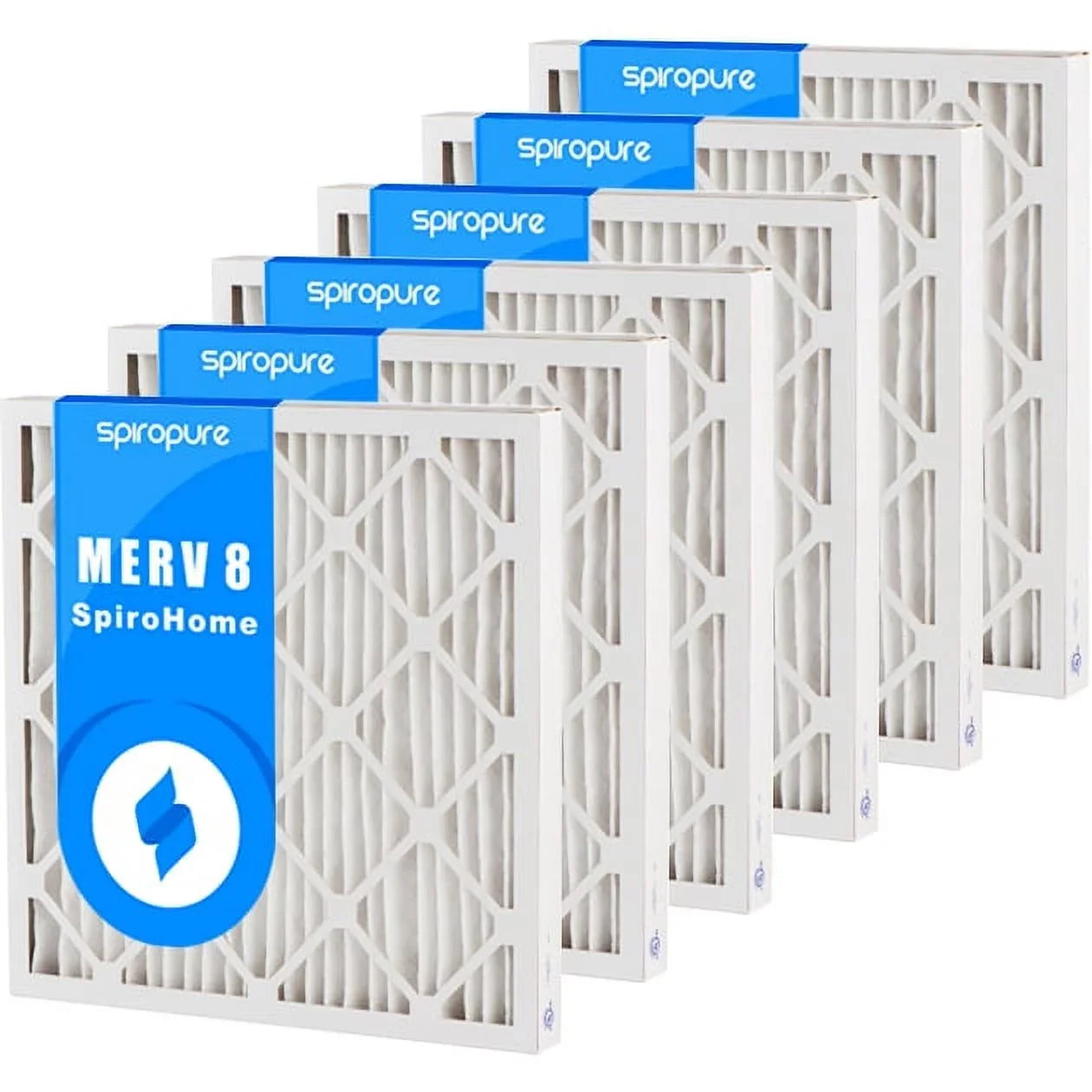 SpiroPure 12X14X2 MERV 8 Pleated Air Filters - Made in USA (6 Pack)