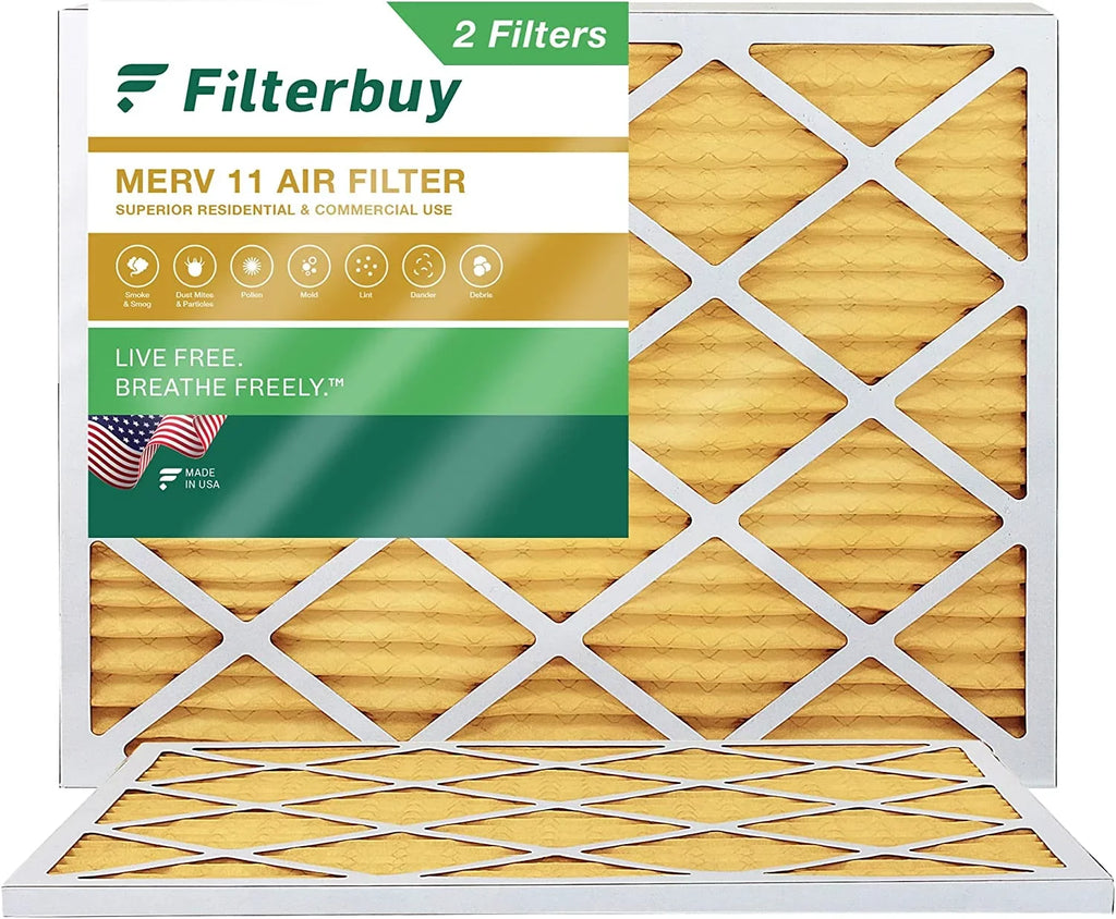 Filterbuy 15x19x1 MERV 11 Pleated HVAC AC Furnace Air Filters (2-Pack)