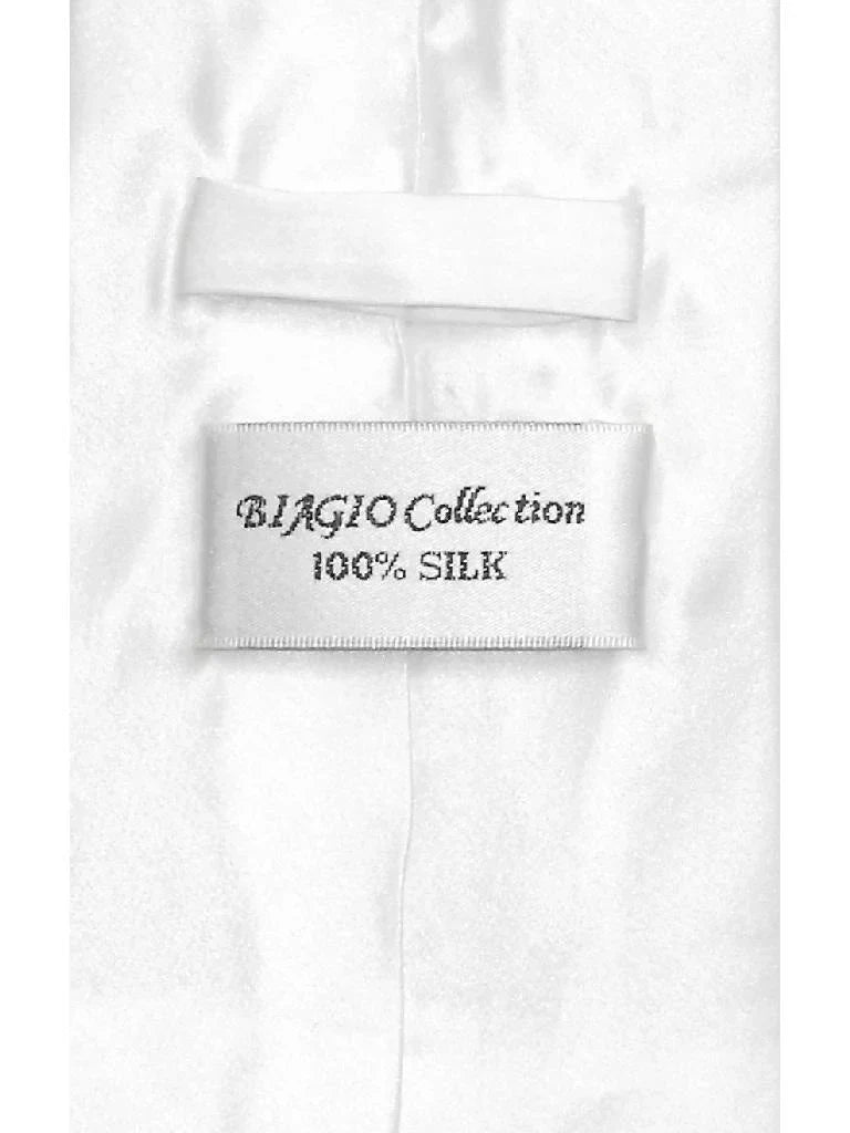 Biagio 100% SILK Solid WHITE Color NeckTie & Handkerchief Men's Neck Tie Set