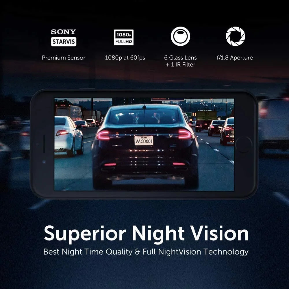 Dash Cam | VAVA 1920X1080P@60Fps | Wi-Fi Car Dash Camera | Night Vision Sensor | Dashboard Camera Recorder with GPS | Parking Mode | G-Sensor | Support 128GB Max