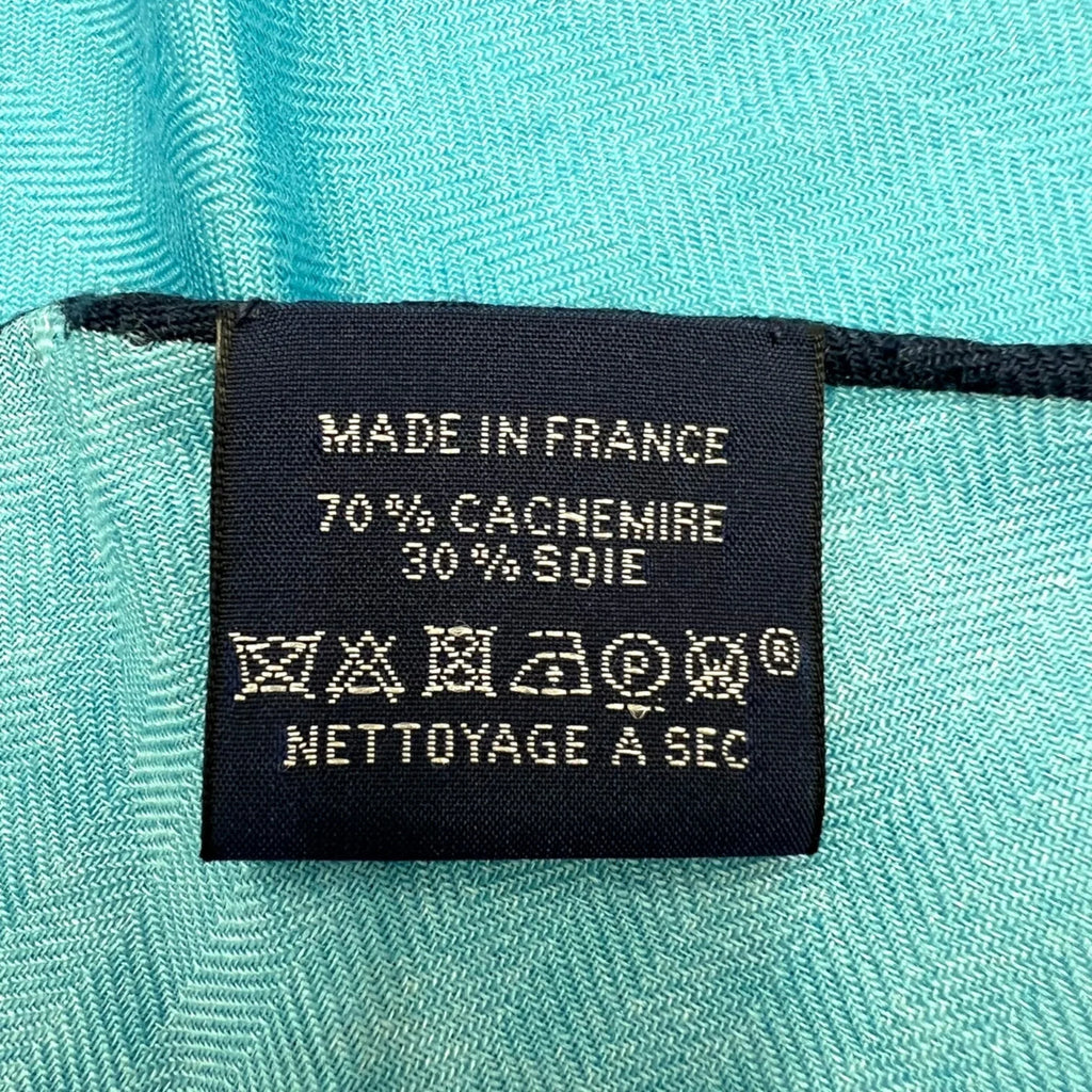 Pre-Owned HERMES Hermes triangle scarf cashmere silk blue ladies (Like New)