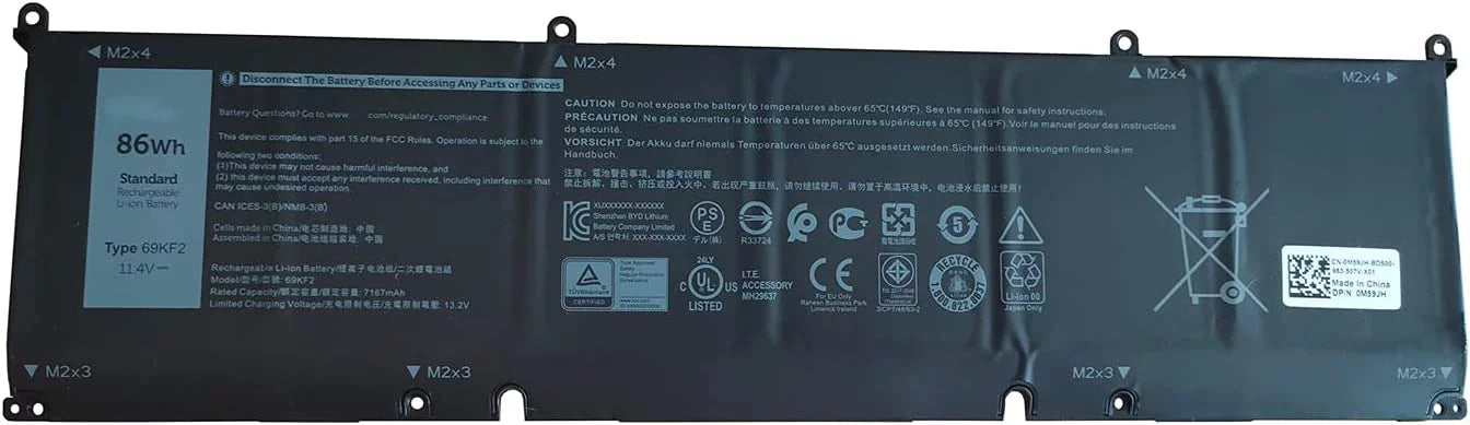 New 8FCTC Portable computer Battery for XPS 15 9500 Precision 5550 Alienware M15 R3 R4 M17 R3 R4 Series Notebook 69KF2 08FCTC 70N2F 070N2F 0P8P1P 0DVG8M 0M59JH 11.4V 56Wh 4650mAh