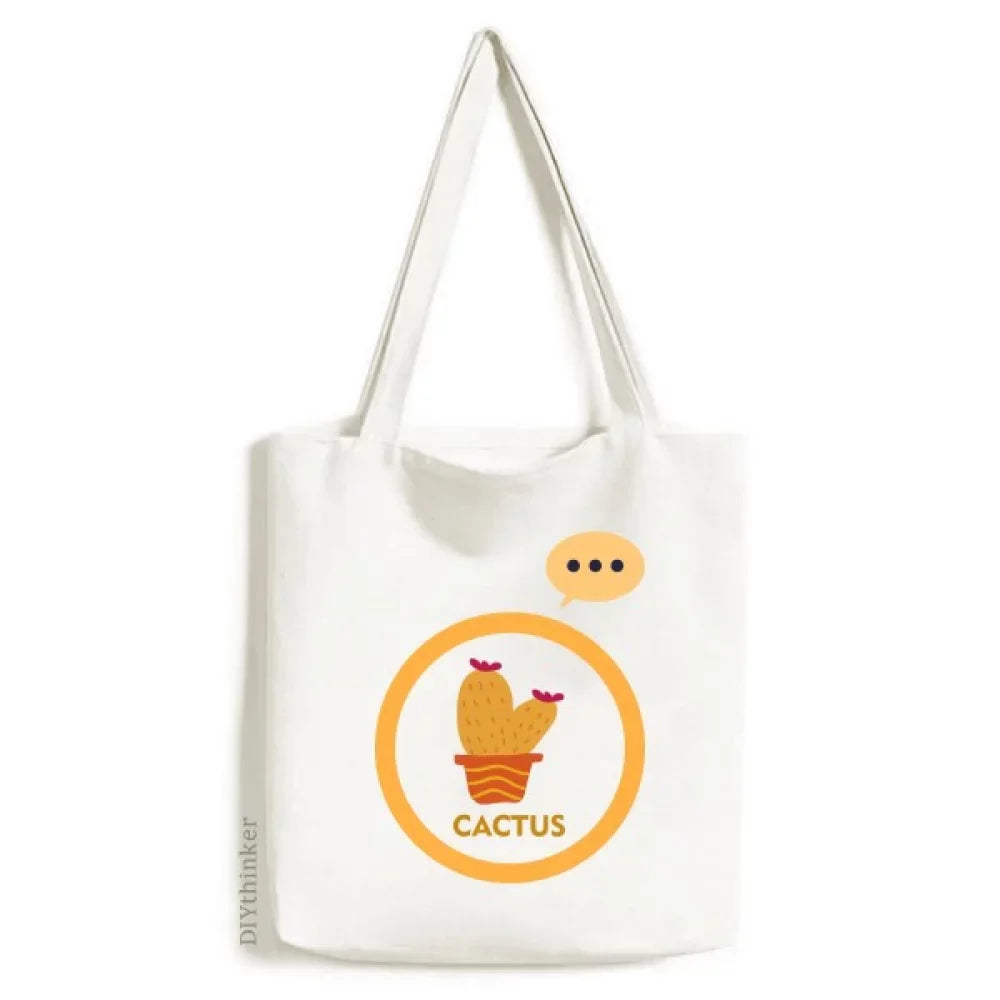 Orange Cactus Potted Succulents Expression Sack Canvas Tote Shoulder Bag