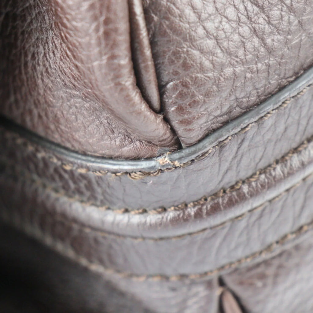 Pre-Owned CELINE Celine handbag leather brown gold metal fittings triomphe logo mark emboss (Good)