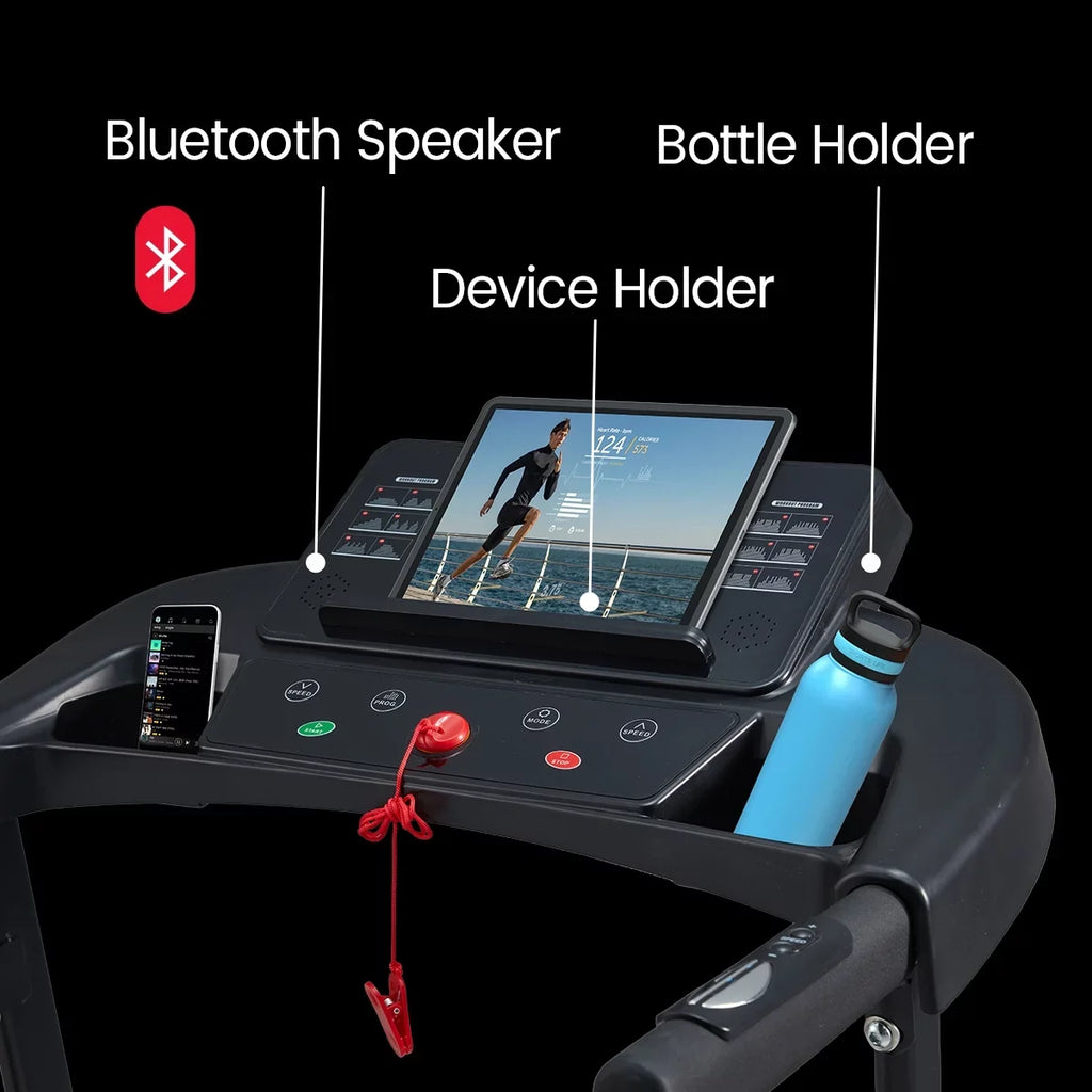 Max 2.5HP Folding Treadmill - Foldable Home Fitness Equipment with LCD for Walking & Running - Cardio Exercise Machine - 12 Training Mode - Bluetooth Connectivity