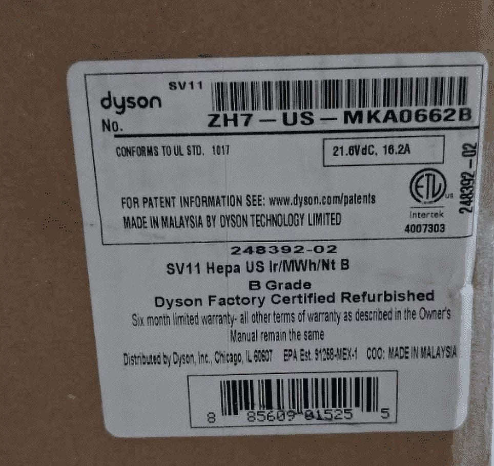 Dyson V7 Cordless Allergy HEPA Vacuum, White-REFURBISHED