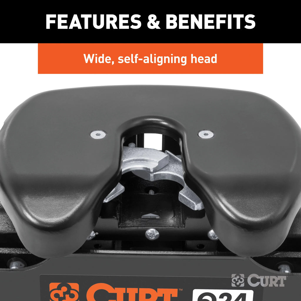 CURT 16678 Q24 5th Wheel Slider Hitch, 24,000 lbs, Select Ford F-250, F-350, F-450, 6.75-Foot Bed Puck System