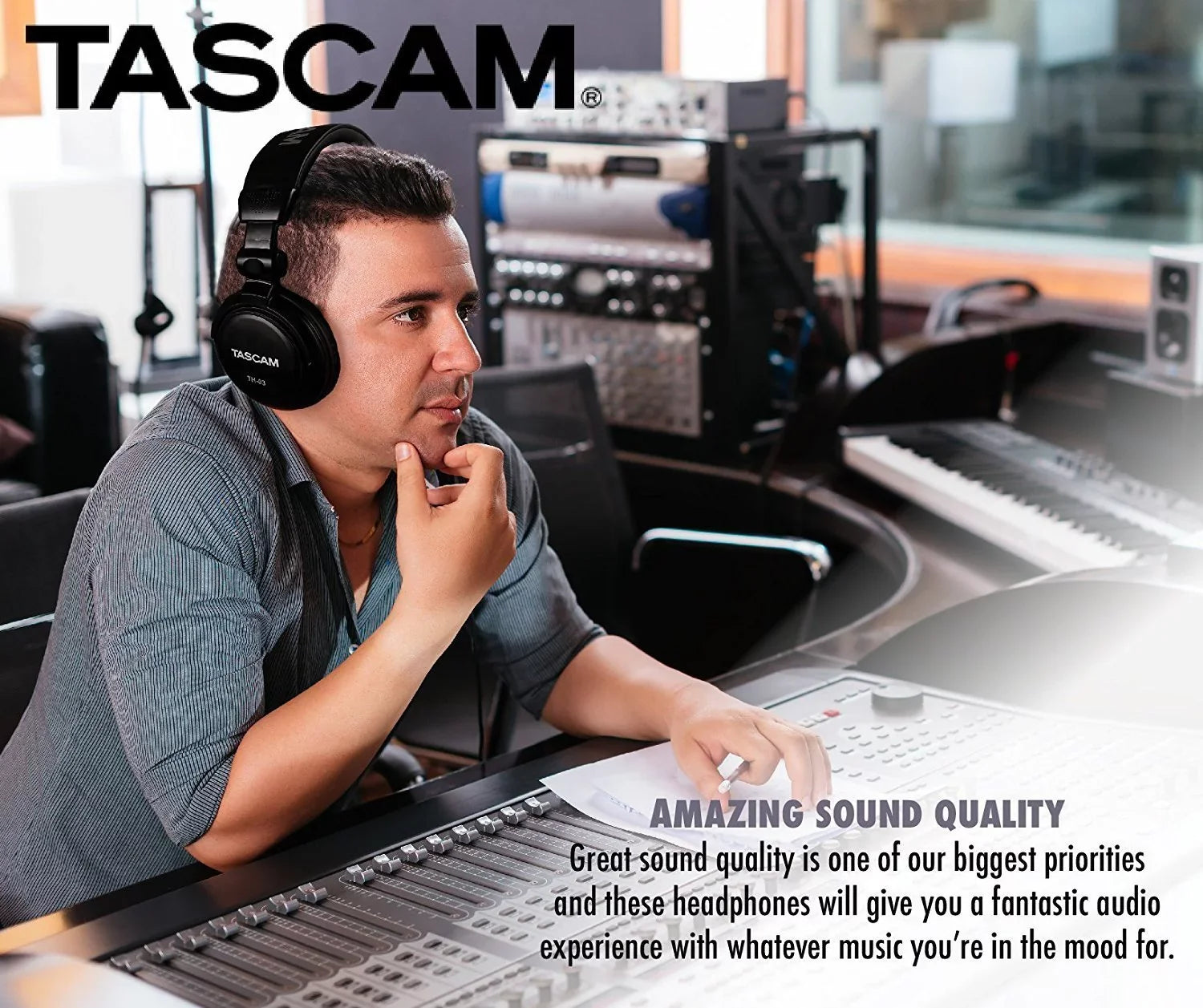 Tascam TH-03 Closed Back Over-Ear Headphones (Black)
