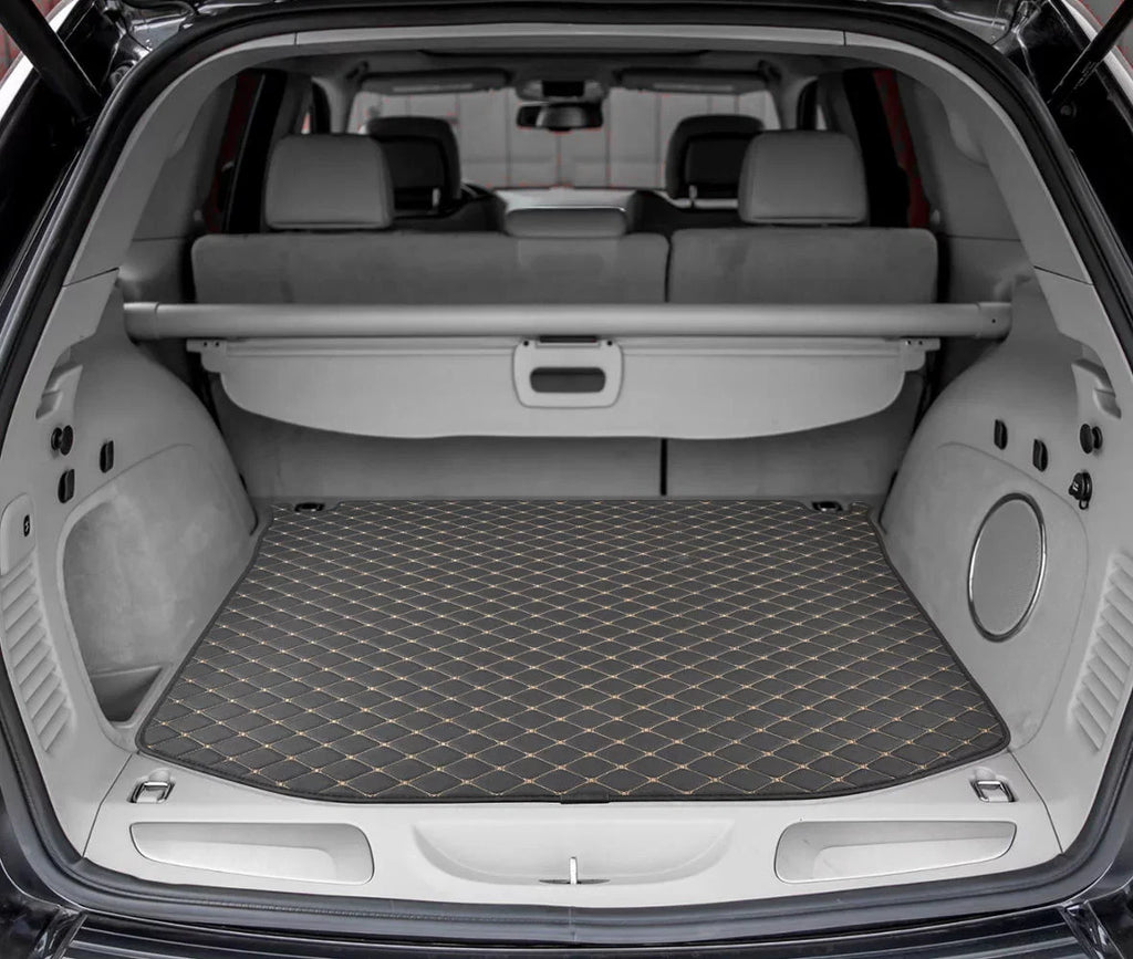 Motor Trend Leatherette Trunk Custom Fit Mat Cargo Liner - Luxury Padded PU Leather - For Jeep Grand Cherokee 2014 - 2016
