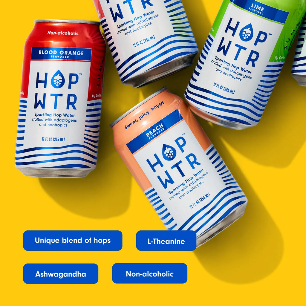 HOP WTR - Sparkling Hop Fluid - Flavor Pack (12 Pack) - NA Beer, No Calories or Sugar, Low Carb, With Adaptogens and Nootropics for Added Benefits (12 oz Cans)