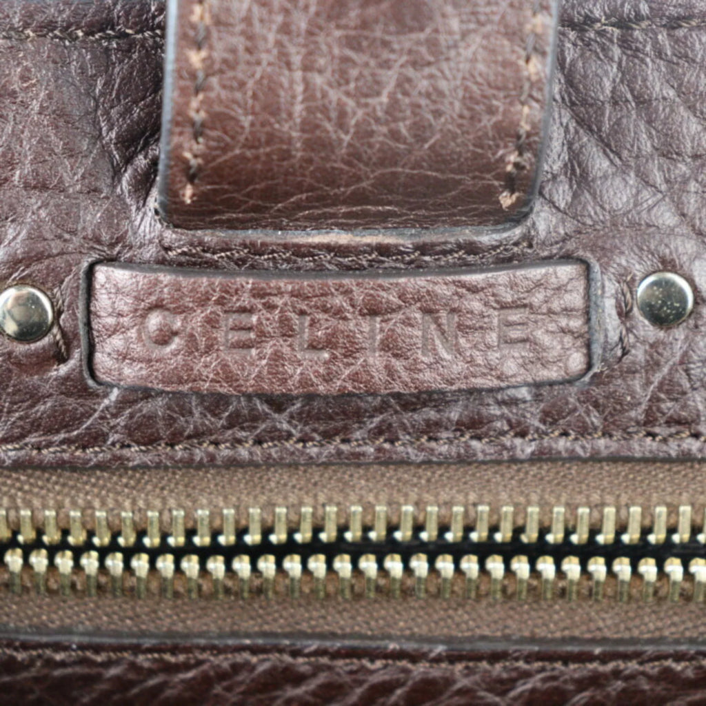 Pre-Owned CELINE Celine handbag leather brown gold metal fittings triomphe logo mark emboss (Good)