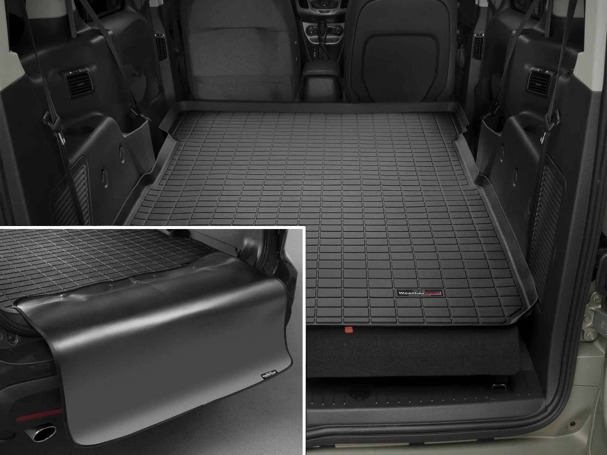 WeatherTech Cargo Trunk Liner with Bumper Protector compatible with 2014-2023 Ford Transit Connect - Behind 1st Row Seating With Bumper Protector, Black
