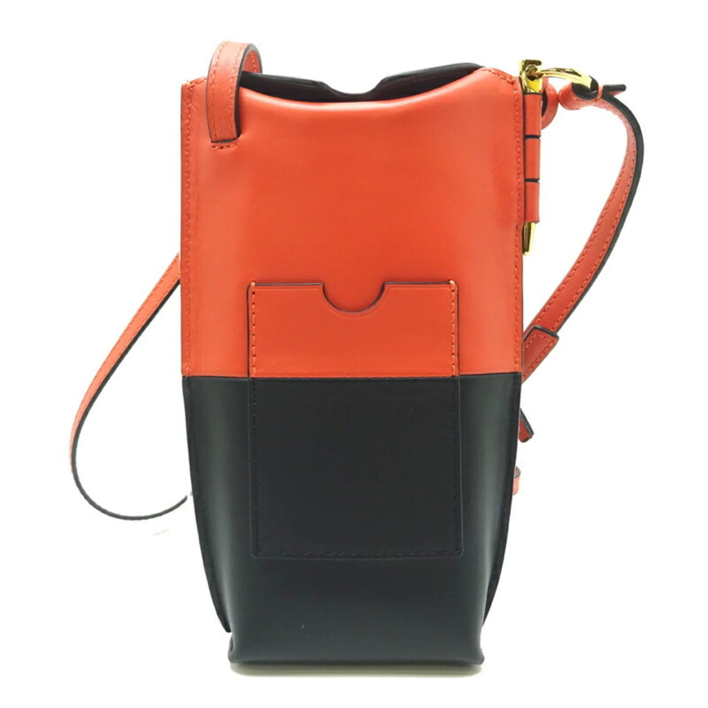 Pre-Owned Loewe Gate Pocket Women's Shoulder Bag 113.54IZ42 Leather Orange x Black (Good)