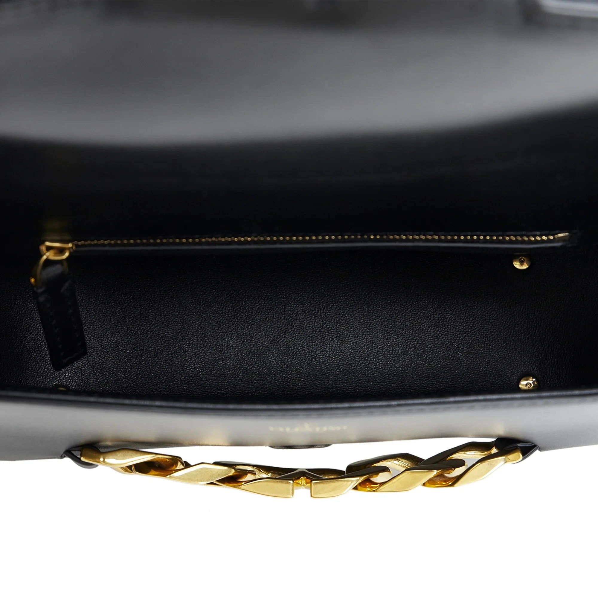 Pre-Owned Authenticated Valentino Vlogo Chain Shoulder Bag Calf Leather Black Unisex (Good)