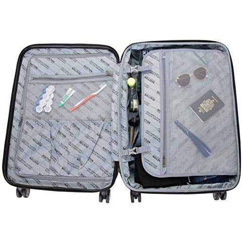Kenneth Cole Reaction Renegade 24” Lightweight Hardside Expandable 8-Wheel Spinner Checked-Size Luggage, Black, inch